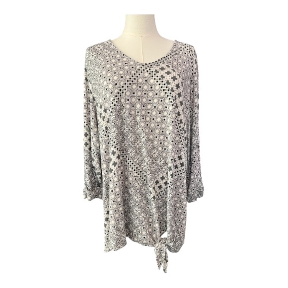 croft & barrow Tops - 🆕 👚 NWOT CROFT & BARROW Women’s Geometric Floral 3/4 Sleeve Blouse | Size 1X
